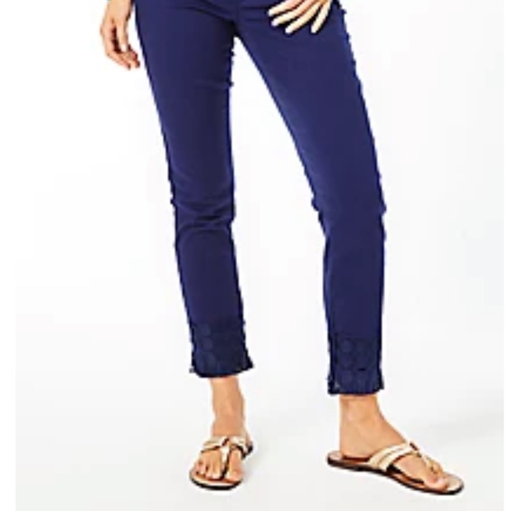 28" South Ocean Skinny Crop Lace Trim Pant Lilly Pulitzer size 10
